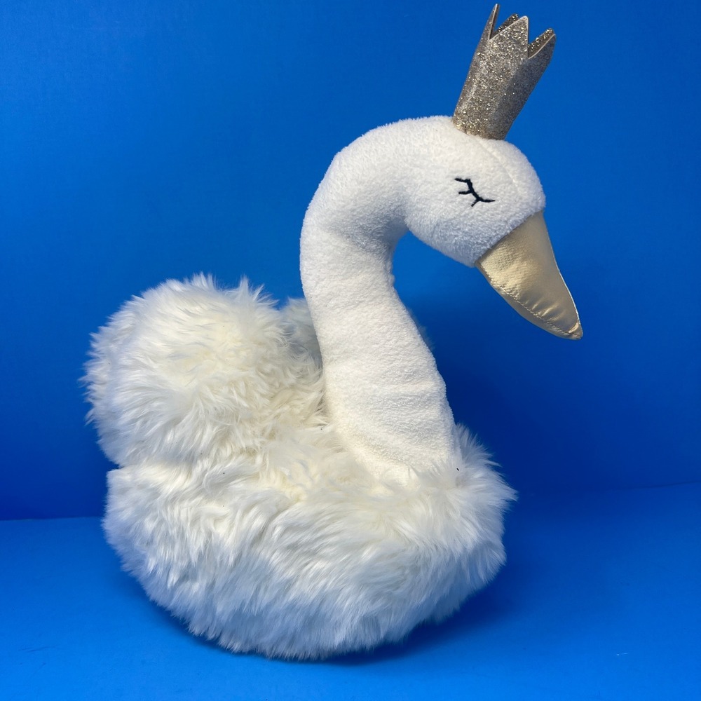 GUND Swan Princess Plush White Gold Glitter Crown Fairytale Nursery‎ Decor Toy